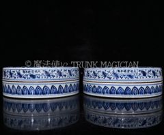 Formerly owned by a family, made in 1996, blue flowers, fish and algae pattern, one cup, ancient pottery, pottery, exquisite modeling, antique art, collector CLH131P043