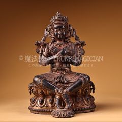 From an old family collection: Copper relief carving, chisel engraving, gold leaf, Vajra Buddha statue, Esoteric Buddhism, offering item, antique art, collector's item. CLH131P500