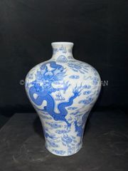 青花龍紋天球瓶 国立故宮博物院 証明書付き/高さ約43最大幅約38cm