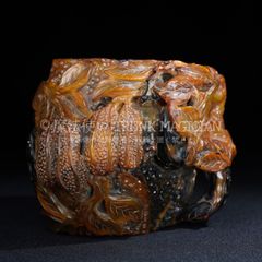 中国古美術 旧蔵 寿山芙蓉石【荷塘秋色楕円印章】文房具 印章 印材
