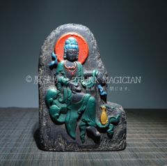 From an old family collection: Diamond carving, painted, Jizai Kannon statue, Buddhist statue, religious, Buddhist art, memorial item, antique art collector's item CLH131P543