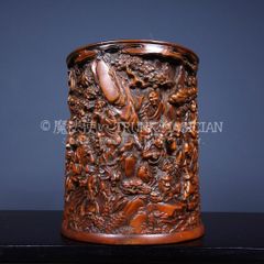 竹 彫刻 十八羅漢 筆箱 置物 - メルカリ
