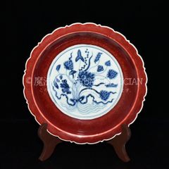 瀬戸焼 古瀬戸 染付 花文 足付十角皿 時代箱付 M R9908B | Mercari