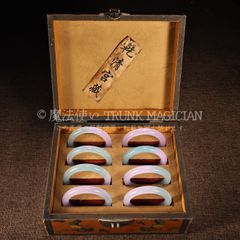 旧家蔵出し 翡翠細密彫 紫羅蘭 腕輪 漆器箱付 根付 裝身具 供養品 古美術品 収集家 CLH131P272
