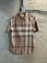 バーバリー BURBERRY ロンドン チェック 半袖 シャツ ベージュ M