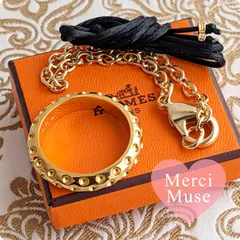 ❤お得なお品❤スカーフリング ドット ゴールド金具 エルメス ネックレスにも MerciMuse メルシーミューズ