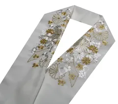 【商品名】《送料無料》豪華刺繍半襟　礼装用に最適　豪華な（白・金）刺繍（熨斗・桜・菊）柄　新合繊（シルエリー）　新品Shops013103