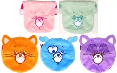 【中古】バッグ 全5種セット 「ケアベア ふわふわフェイス巾着＆フェイスポーチ」