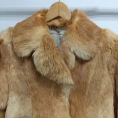 ks154◆ファーコート レディース Sサイズ相当 キャメル 前ホック2箇所