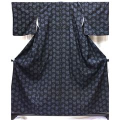 天然阿波藍 現代の名工 佐藤昭人 大澤石雄 灰汁発酵建本藍染 小紋 唐草