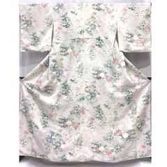 手染め 小紋 草花 紋意匠 ぼかし八掛 正絹 躾糸付き HKT102 - メルカリ
