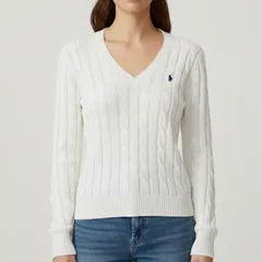 【新品未使用】ポロラルフ ローレン 長袖Vケーブルニットセーター ホワイト