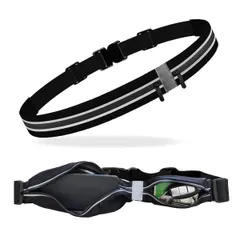 ウォーキング スポーツ ジョギング 大容量 収納 散歩 ベルト 6.7インチ収納可能 16 iPhone コンパクト レディース メンズ 反射材 伸縮 (ブラック) スマホ 薄型 【80g】 軽量 ウエストバッグ 防水 揺れない ランニングポーチ [Cocov