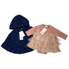 186004 新品未使用 petit main プティマイン ベビー服　ポンチョ・ロンパース 70cm 2点まとめ売り