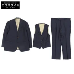 Aquascutum アクアスキュータム 美品 ウール チェック 3Pスーツ セットアップ メンズ ネイビー ―