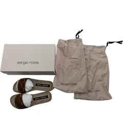 186000 現状品 Sergio Rossi セルジオロッシ フラットサンダル　キャメル　レザー 23cm