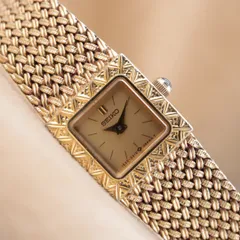 CH84 【電池交換/洗浄済】SEIKO EXCELINE 1E20-5000 セイコー エクセリーヌ スクエア QZ ゴールド レディース メッシュブレス ヴィンテージ アンティーク 1984年製【６ヶ月保証】