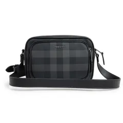 バーバリー パディ チェック ショルダーバッグ 斜め掛け ナイロン カーフスキン レザー チャコール ブラック グレー ガンメタル金具 8074099 BURBERRY（未使用　展示品）