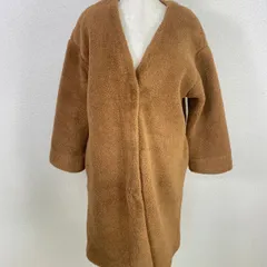 GU ボアコート レディース L ブラウン ノーカラー ロング もこもこ　20260120-0012