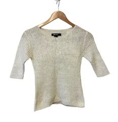  DKNY ディーケーエヌワイ　カットソー　5分袖　レディース　ホワイト　白　サイズP【Z1748】