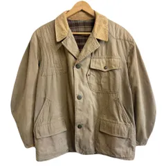 60's vintage ビンテージ EURO ユーロ イタリア Sportmar ハンティングジャケット 裏地チェック柄 襟コーデュロイ フロントボタン カーキ系ベージュ サイズ50 No.M330