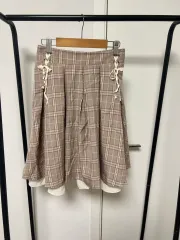チェック プリーツ ミニスカート レースアップ 5564