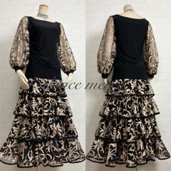 新品 フレアー最大 サテン パソドブレ スカート 社交ダンス 紫 パソ