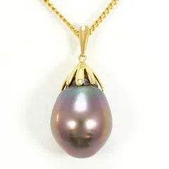 K18YG　ネックレス　necklace　パール（黒蝶真珠）　カード鑑別書　総重量約10.2g　約43cm