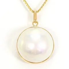 K18YG　ネックレス　necklace　半形真珠　カード鑑別書　総重量約6.4g　約40cm
