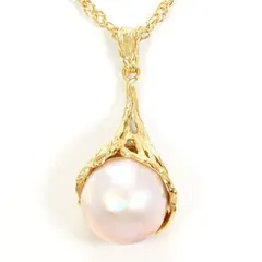 K18YG　ネックレス　necklace　半形真珠　カード鑑別書　総重量約6.7g　約45cm