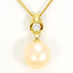 K18YG　ネックレス　necklace　パール（真珠）　ダイヤ　0.10　カード鑑別書　総重量約5.5g　約51cm