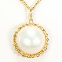 K18YG　ネックレス　necklace　半形真珠　カード鑑別書　総重量約6.6g　約37cm