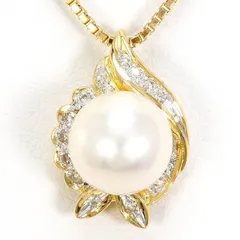 18K　YGWG　ネックレス　necklace　パール（アコヤ真珠）　ダイヤ　カード鑑別書　総重量約5.7g　約40cm