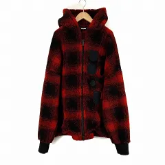 ディースクエアード DSQUARED2 CHECK PATCH ZIP HOODIE パーカー XXL 赤 レッド ★AA☆