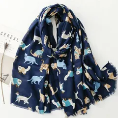 ストール 大判ストール 猫 ネコ 猫柄 手書き風 総柄 個性的 愛らしい 遊び心 大人可愛い 春 プレゼント ギフト バレンタイン 猫好き ネコ好き お出かけ 普段使い コーディネート アクセント 軽い 付け心地 ファッション 贈り物 キャット ペット 飼い主