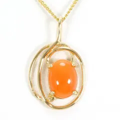 14K　YG　ネックレス　necklace　サンゴ　総重量約2.5g　約41cm