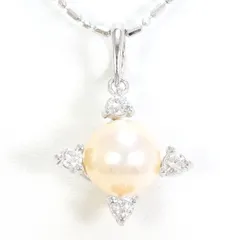 K18WG　ネックレス　necklace　パール（アコヤ真珠）　ダイヤ　0.23　カード鑑別書　総重量約4.1g　約45cm