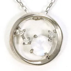 K10WG　ネックレス　necklace　ブルームーンストーン　ダイヤ　総重量約1.3g　約40cm