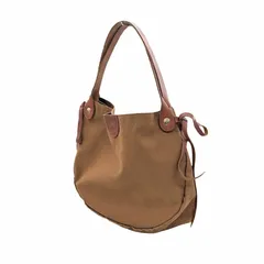 IL BISONTE イルビゾンテ コットンキャンバス レザー ハンドバッグ トートバッグ ブラウン