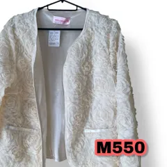 minto minto minto(ミント ミント ミント) ローズモチーフ ノーカラージャケット アイボリー色 LLサイズ レディースジャケット 新品タグ付き 美品　管理M550