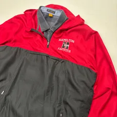 【2点セット】ナイロンアノラックパーカー × ネルシャツ 重ね着コーデ 赤 黒 グレー チェック ハーフジップ ストリート 古着 メンズ セット売り【7040ST】