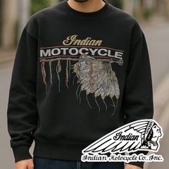 Indian Motocycle インディアン スウェット トレーナー メンズ レディース sweat printed プリント ブランド IC-3011 7986580 (Vintageブラック)