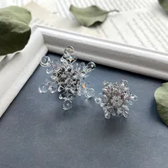 冬空のきらめき ＊ 雪の結晶 ピンバッジ 2個セット （シルバーカラー・ゴールドカラー）