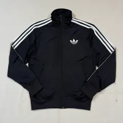 85) アディダス ファイヤーバード 3本線 ジャージ トラックジャージ ジップアップ ブラック A90