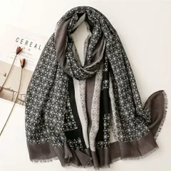 モノトーン 大判ストール 幾何学模様 十字柄 ブラック×ホワイト×ブラウン ストライプ カラーブロック 毛边 大判 ストール ショール 羽織り ひざ掛け 薄手 オールシーズン お出かけ デート 女子会 プレゼント ギフト 送料無料 即購入OK