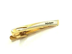 ■美品■ YVESSAINTLAURENT イヴサンローラン ネクタイピン タイクリップ アクセサリー ビジネス 紳士 ゴールド系×シルバー系 DL8222