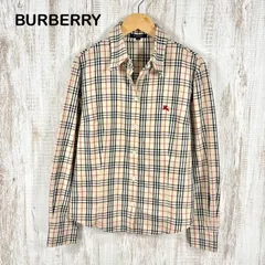 BURBERRY LONDON バーバリーロンドン 定番カラー ノバチェック ホースロゴ刺繍 長袖 シャツ ベージュ レディース トップス 大きいサイズ
