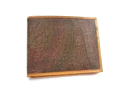 ETRO エトロ PVC ペイズリー柄 二つ折り 財布 ウォレット 札入れ カード入れ パスケース メンズ ブラウン系 DL7652のサムネイル