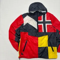10.DEEP VCTRY ナイロンジャケット アノラック L 派手 マルチカラー 国旗柄 ストリート 訳あり 10ディープ 古着 メンズ マウンテンパーカー【6048ST】