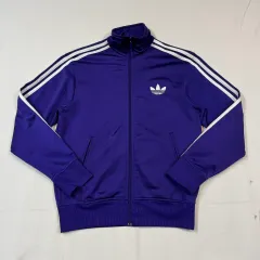 100) アディダス ファイヤーバード 3本線 ジャージ トラックジャージ ジップアップ パープル A93